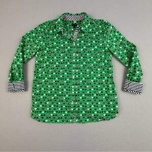 Talbots Shirt Women's Medium Heart Print Long Sleeve Button Down Top Flip Cuff